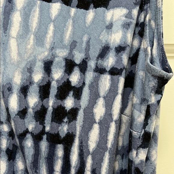 NIC+ZOE Sleeveless Gathered Waist Blue Watercolor Print Dress - Size Medium - Picture 4 of 16